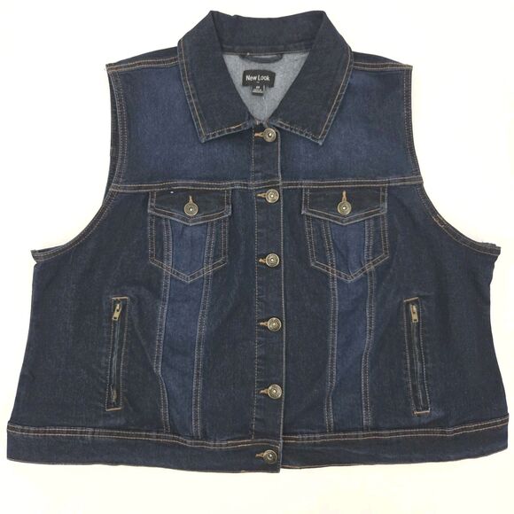 New Look Jackets & Blazers - New Look Denim Jean Vest Womens Size 2X Button Up Down Western Country Cowgirl